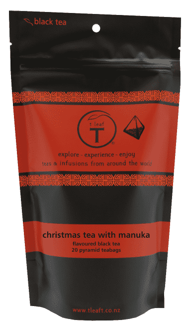 Christmas tea with NZ Mānuka pyramids 20 pyramid pouch